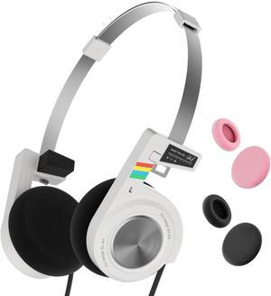 iKF R3 Classic Retro Wireless Headphones, Vintage Design,Volume Control,60 Hours Playtime, Noise Isolation, with Microphone, Throwback 80s 90s (White)