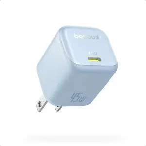 Baseus 45W Charger, PicoGo C1 USB C Charging Block Fast Charging, Compact Type C Wall Charger for iPhone16/15/14/13/12 Series, Galaxy Series, MacBook Etc Blue