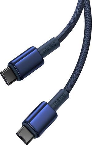 Baseus USB C Cable, 100W PD 5A QC 4.0 Fast Charging USB C to USB C Cable, Zinc Alloy Nylon Braided USB Type C Charger Cable for iPhone 16 15 Pro/Plus/Pro Max, MacBook, iPad Pro/Mini, BULE 3.3FT