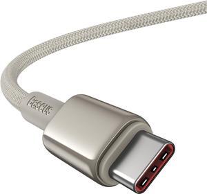 Baseus 100W PD QC 4.0 Fast Charging USB C Cable, 6.6ft Zinc Alloy Nylon Braided for iPhone 13/15/16, MacBook, iPad, Galaxy S24 GLOD 3.3FT