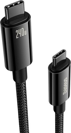 Baseus USB C Cable, 240W PD 3.1 5A Fast Charging USB C to USB C Charger Cable, Zine Alloy Nylon Braided Type C Cable for iPhone 15/Pro/Plus/Pro Max, MacBook, iPad Pro/Air/Mini, Samsung S23/S22 (3.3ft)