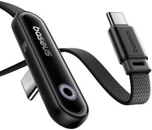 Baseus USB C Cable, 100W 5A Fast Charging Right Angle USB C Cable, USB C to USB C Charger Cable with Atmosphere Light, Type C Cable for iPhone 16 15 Pro Plus Pro Max, Galaxy S24/S23, MacBook (6.6ft)