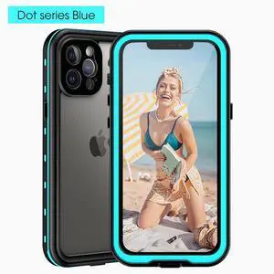 Waterproof Case is suitable for iPhone 16/16 Pro /16Max simple all-inclusive border water proof shock proof fall shell suitable for beach beach swimming pool snorkeling Blue
