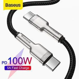 Baseus 100W USB C to USB Type C 5A Fast Charging Nylon braided wire Cable for MacBook Pro Laptop Tablet iPadAir Phone (Black)
