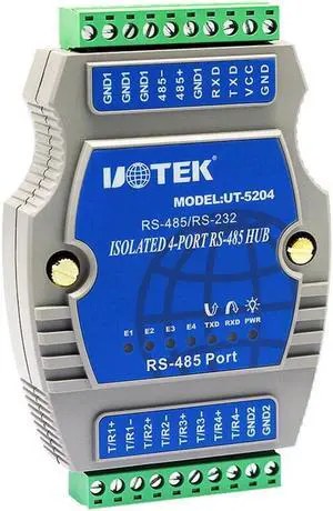 UTEK RS-232/RS-485 to 4 Ports RS-485 Hub (Din Rail) 4 Port RS485 HUB Adapter