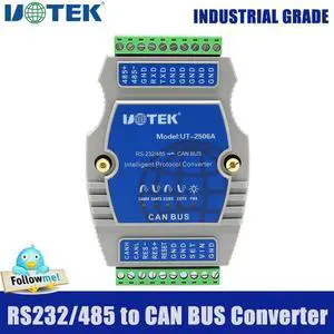 UTEK RS232 RS485 to Canbus Converter with Protocol Industrial Grade RS232 RS485 CAN BUS Adapter Terminal Block Connector Isolation UT-2506A
