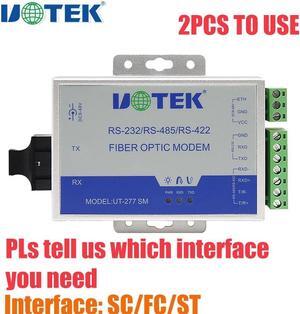 2PCS UTEK RS232 RS485 RS422 to Fiber Optic MODEM SC ST FC Ports 460kbps Optical-Fiber Converter Transceiver Supports Master-slave Mode UT-277