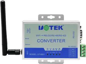 UTEK Industrial 10/100M TCP/IP to RS-232 RS-485 RS-422 WIFI Server Converter TCP IP to RS232 RS485 RS422 RJ45 Serial Device Adapter 802.11b/g/n UT-9061