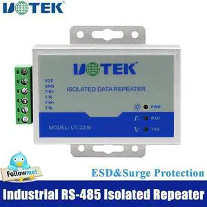 UTEK Industrial Grade RS-485 RS 485 Repeater RS485 with Optical Isolation 600W Lightning Surge ±15KV ESD Protection UT-2209
