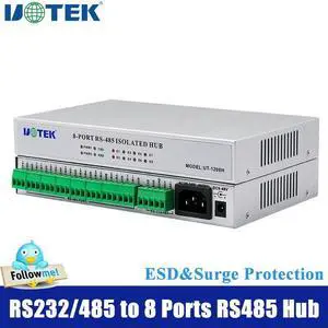 UTEK Industrial RS-232 RS-485 to 8 Ports RS485 Hub with Optoelectronic Isolation UT-1208H
