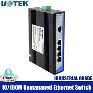 UTEK Industrial Grade 10/100M 5 Ports Unmanaged Ethernet Switch DIN-rail without Power Supporting Full-duplex or Half-duplex Auto MDI/MDI-X UT-6405