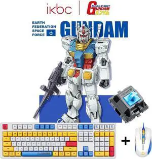 iKBC X GUNDAM RX-78-2 Limited Version Cherry MX Brown Switch 108 Keys USB Wired Mechanical Gaming Keyboard and Optical 5000DPI Wired Gaming Mouse Set