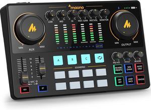 MAONO Podcast Equipment Bundle with Audio Interface and XLR Condenser Microphone, MaonoCaster with 48V Phantom Power, Bluetooth for Podcast, Streaming, Voice Over, Youtube, PC, Guitar (AME2)