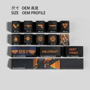 VALORANT Themed Keycaps Brimstone PBT heat-sublimation keycaps 14 keys OEM high degree