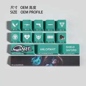 VALORANT Themed Keycaps Sage PBT heat-sublimation keycaps 14 keys OEM high degree