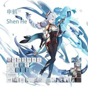 Genshin Impact Themed Keycaps Shen He PBT heat-sublimation keycaps 29 keys OEM high degree