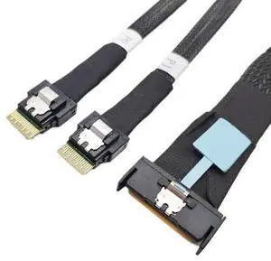 Gen5 Slimline sas MCIO 8X to 2*SFF-8654 4X server data to PCIE5  0.5M