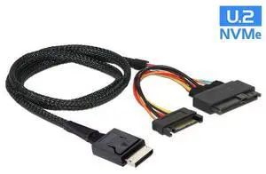 Oculink SFF8611 to U.2 SFF8639+15P power server MINISAS built-in cable PCIE4.0  0.5M