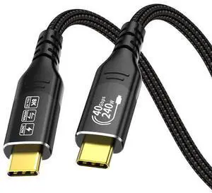 USB4 & Thunderbolt 4 Certified Cable - 40Gbps Data Transfer, 240W PD Fast Charge, 8K@60Hz Video, Compatible with MacBook Pro/iPad Pro/Galaxy S24, 3.3FT Nylon Braided (Black)