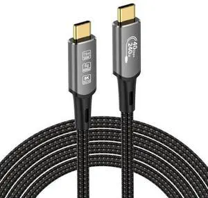 USB4 & Thunderbolt 4 Certified Cable - 40Gbps Data Transfer, 240W PD Fast Charge, 8K@60Hz Video, Compatible with MacBook Pro/iPad Pro/Galaxy S24, 3.3FT Nylon Braided (Grey)