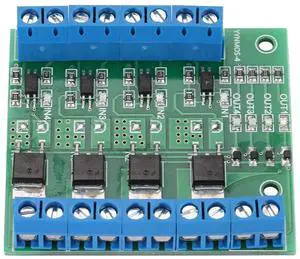 PWM 4-Channel PLC Amplifier Circuit Board MOS FET Module Driver 3-20V to 3.7-27VDC 10A PWM 4-Channel PLC Amplifier Circuit Board MOS FET Module Driver 3-20V to 3.7-27VDC 10A