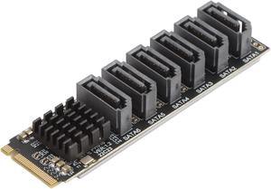 M.2 to SATA3.0 Adapter Card, M.2 M-Key PCIE3.0 to SATA Adapter, ASM1166 6Gbps 6 Port Expansion Card with Smart Indicator