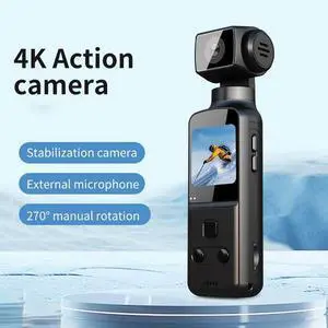 K1 Pocket Action Camera 4K HD - EIS Stabilization, 30m Waterproof, Helmet Mount, Handheld Vlog Camera for Cycling/Hiking/Sports