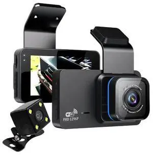 3" Dash Cam 1080P HD - Front & Rear Recording, WiFi, Night Vision, Parking Monitor, Loop Recording