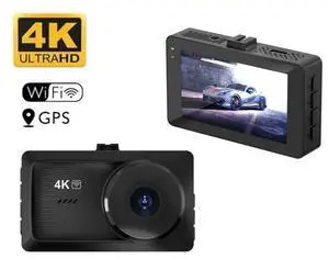 3" Dash Cam 4K UHD - Dual Channel, GPS Tracking, WiFi, Night Vision, Parking Mode, 256GB Supported