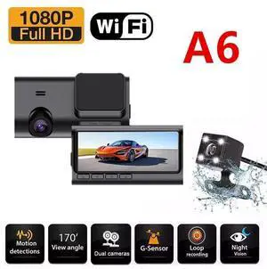 3.2" WiFi Dash Cam 1080P - Dual Channel, 140° Wide Angle, Night Vision, Parking Mode, Support 256GB