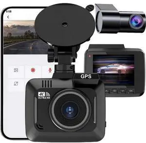 2.4" 4K Dash Cam with WiFi+GPS - Dual Channel Recording, Night Vision, Parking Mode, 256GB Supported