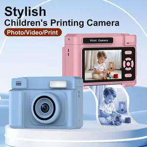 Children's Polaroid camera with half-color printing for taking photos and recording videos. High-quality appearance level. Children's cartoon camera as a gift.