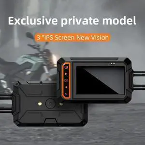 Dual-lens 2KMotorcycle Recorder 3-inch screen WIFI connectivity GPS track recording 140° wide-angle, waterproof and shockproof, supports 64G storage, designed for motorcycles