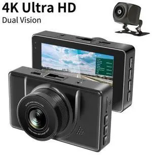 3-inch Dual RecordingCar Camera 4K  High Definition Night Vision WIFI Mobile Connectivity 170° Wide Angle Parking Monitoring Continuous Recording