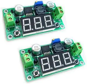 2pcs LM2596 Adjustable DC-DC Step Down Buck Power Convert Module 4.0-40V Input to 1.25-37V Output with LED Voltmeter Display