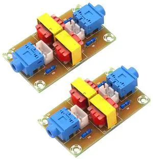 2pcs XH-M372 Stereo Audio Isolator Vehicle Common Ground Interference Elimination Current Noise Isolation Transformer Coupler with 3.5mm Audio Socket