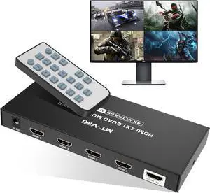 MT-VIKI 4K HDMI Multiviewer 4x1 w/IR Remote, 4K@30Hz Seamless HDMI Switcher 4 in 1 Out for PS4/PS5/Security Camera