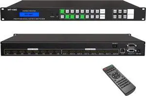 MT-VIKI 4K HDMI Matrix Switch 8x8, 4K@30Hz Rack Mount Switcher & Splitter with Backlit RS232 LAN Port and EDID, Built-in US ADI Chip (8 in 8 Out)