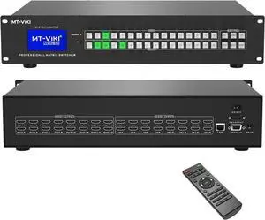MT-VIKI 16x16 HDMI Matrix Switch 4K@30Hz, Rack Mount Switcher & Splitter 16 in 16 Out, Backlit RS232 LAN Port and EDID (Built-in US ADI Chip) MT-VIKI 16x16 HDMI Matrix Switch 4K@30Hz, Rack Mount Switcher & Splitter 16 in 16 Out, Backlit RS232 LAN Port and EDID (Built-in US ADI Chip)