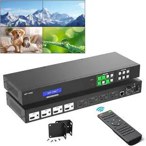 MT-VIKI 4K Seamless HDMI Matrix 4x4 with Video Wall Controller 2x2 & Multiviewer w/PIP+ 3.5MM Audio Stereo, 4K@30Hz, Support 90°/180°/270° Rotation, Web GUI + APP Control MT-VIKI 4K Seamless HDMI Matrix 4x4 with Video Wall Controller 2x2 & Multiviewer w/PIP+ 3.5MM Audio Stereo, 4K@30Hz, Support 90°/180°/270° Rotation, Web GUI + APP Control