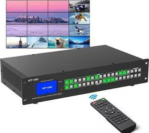 MT-VIKI 4K Seamless HDMI Matrix Switch 16X16 with Web GUI & 3.5mm Audio Stereo, HDMI Video Wall Controller 4X4 4X3 5X3 3X3, Support WEB/RS232/Button/LAN/APP/IR Remote Control