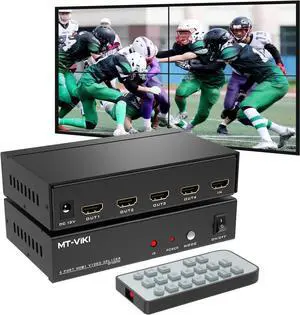 MT-VIKI 4K Video Wall Controller 2x2, Support 4K 30Hz HDMI Output and Input for 4 TV Splicing Display, 8 Display Modes -1x2, 1x3, 1x4, 2x2, 4x1, 3x1, 2x1
