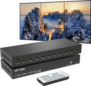 MT-VIKI Video Wall Controller 3x3, HDMI Video Wall Support UHD 4K for 9 TV Splicing Display, 9 Channel Video Wall Processor