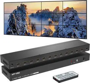 MT-VIKI 4x3 Video Wall Controller 3x3, Support 1080p 60Hz HDMI Output and 1 Input for 12 TV Splicing Display, 12 Channel Video Wall Processor