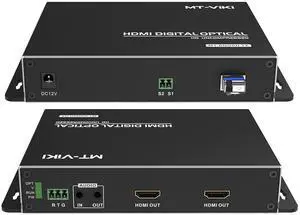 MT-VIKI HDMI Extender Over Fiber Optic Cable up to 20KM/12.4 Miles, w/Loop Out & 3.5mm Bidirectional Stereo Audio & RS232, Uncompressed TX & RX Kit MT-VIKI HDMI Extender Over Fiber Optic Cable up to 20KM/12.4 Miles, w/Loop Out & 3.5mm Bidirectional Stereo Audio & RS232, Uncompressed TX & RX Kit