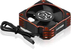 RC Cooling Fan 1/10 35mm 21000RPM 8.4V Aluminum ESC Motor Cooling Fan Heatsink for RC Car 1/8 1/10 Scale 3650,3660,3670 Brushless Motor (Black+Orange)