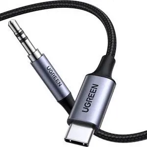 UGREEN Aux to USB C Type C to 3.5mm Audio Adapter Hi-Fi Stereo Cord Headphone Male Car Auxiliary Cable Compatible with iPhone 16 15 Pro Max Plus, Galaxy S25 S24 Ultra iPad Pixel 9, Grey, 3.3FT