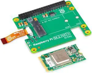 Raspberry Pi AI Kit: M.2 HAT+, Hailo AI Module, 16mm Header, Spacers, Screws - Bluetooth Connectivity - Single Board Computer