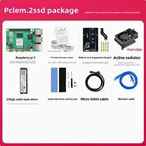 Raspberry Pi 5 development board PCIe M.2 SSD package with 256GB M.2 hard drive