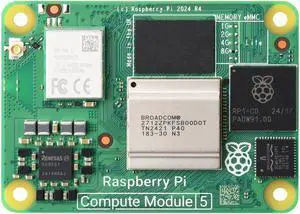 CM5 Pi Compute Module 5, Comes with an Official Raspberry Pi CM5108000 (with Wireless, 8GB RAM, 0GB (Lite) eMMC Flash), an Antenna Kit and a HEATSINK (3 Items)